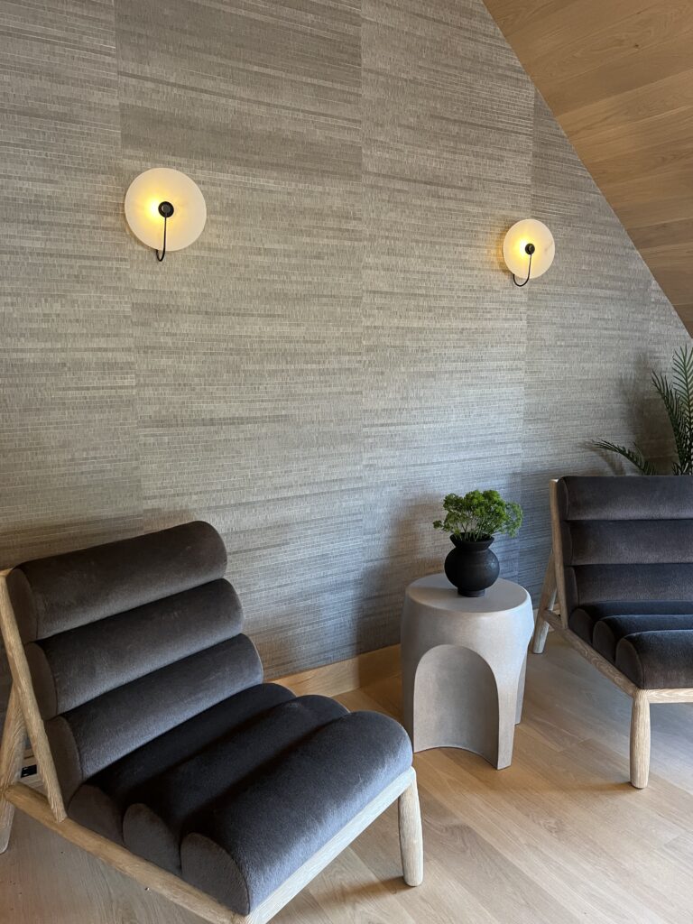 Modern seating area in attic lounge