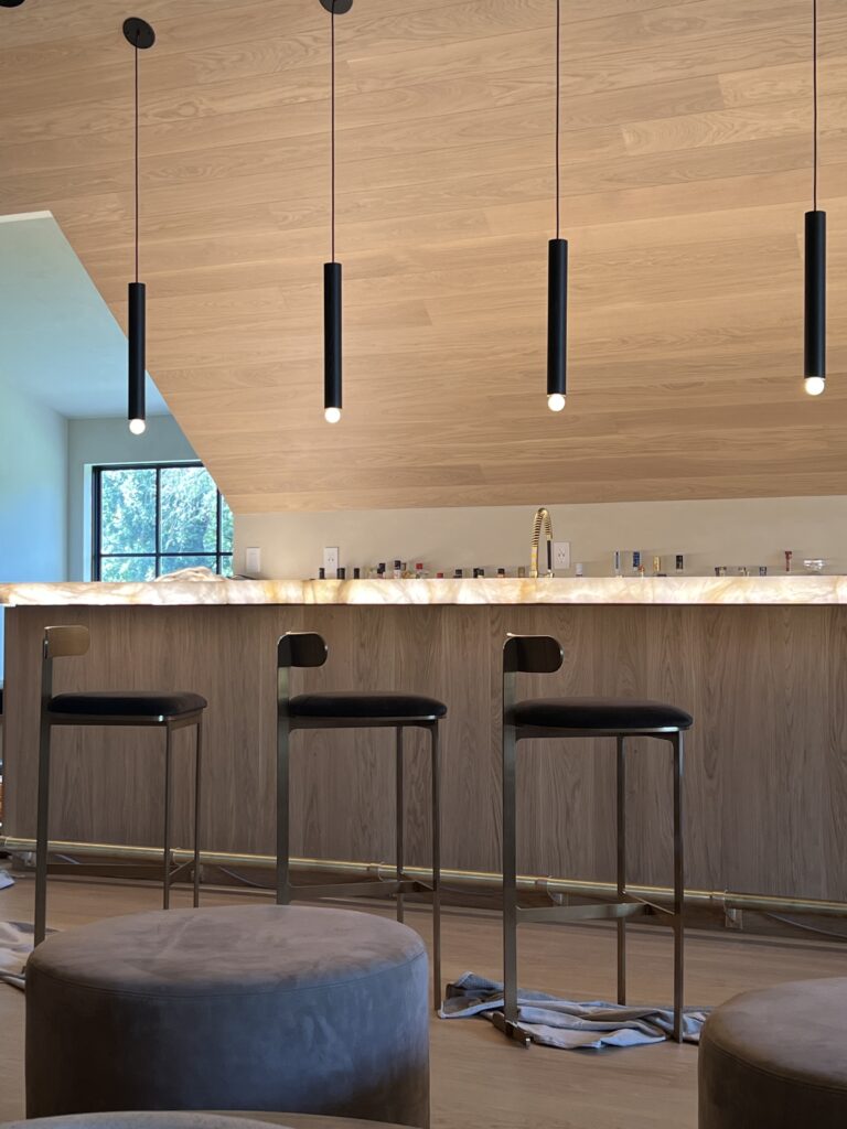 Custom bar in attic lounge